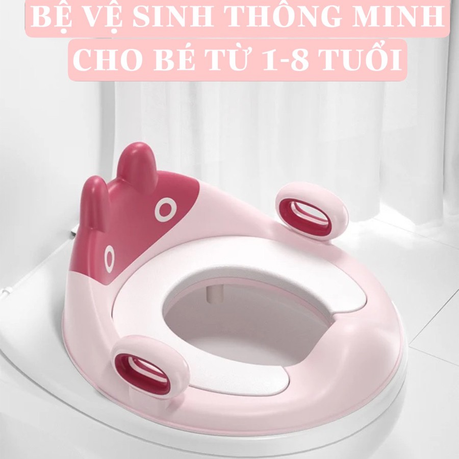 Bệ ngồi bồn cầu cho bé, bệ thu nhỏ bồn cầu cao cấp cho bé có tay vịn Gomommy