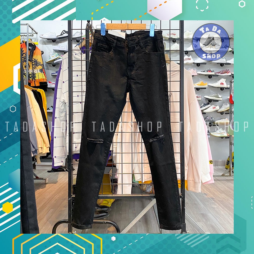 Quần jeans đen trơn Quảng Châu chuẩn đẹp loại 1 full tag mác