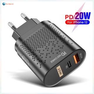 Củ sạc nhanh PD 20W/QC3.0  cổng kép USB-A + Type-c