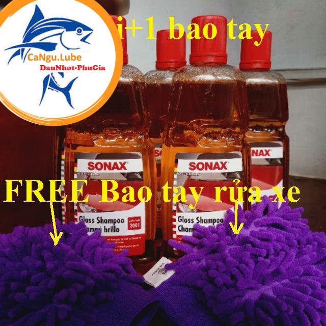 [DauNhot-PhuGia] Nước rửa xe (xà phòng rửa xe) Sonax đậm đặc chai 1L, nhận ngay bao tay rửa xe khi mua nước rửa xe Sonax
