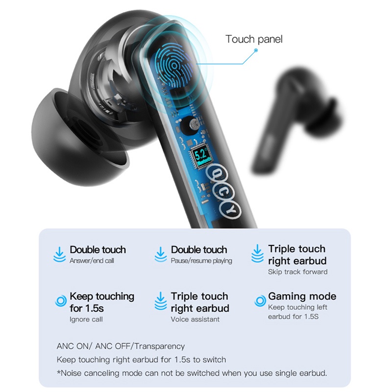 Tai nghe không dây QCY HT05/Meloduds ANC TWS kết nối Bluetooth 5.2 40dB âm thanh HIFI cao cấp