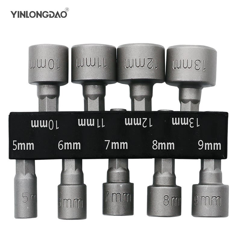 9pc Tên thương hiệu: Đầu tay áo lục giác không có từ tính mạnh mẽ tuốc nơ vít đầu mẻ được phê duyệt bằng khí nén Công cụ tháo rời vít tự khai thác