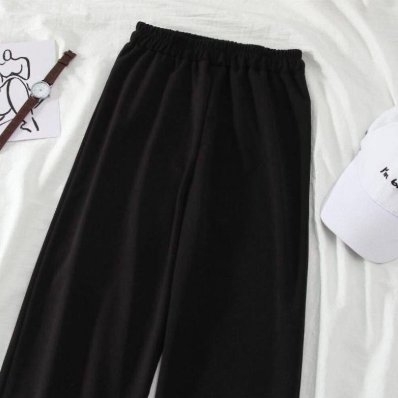 [BIG SALE] Quần Ống Suông Cạp Chun, Quần Ống Rộng Nữ Màu Đen Ulzzang (Ảnh Thật- Video Cận Chất)