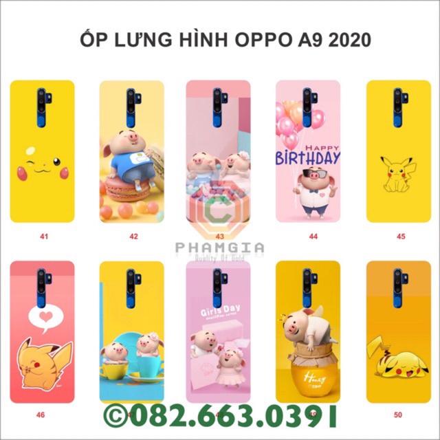 Ốp lưng Oppo A9 2020 hình đẹp, dễ thương - Pikachu + heo (P1)