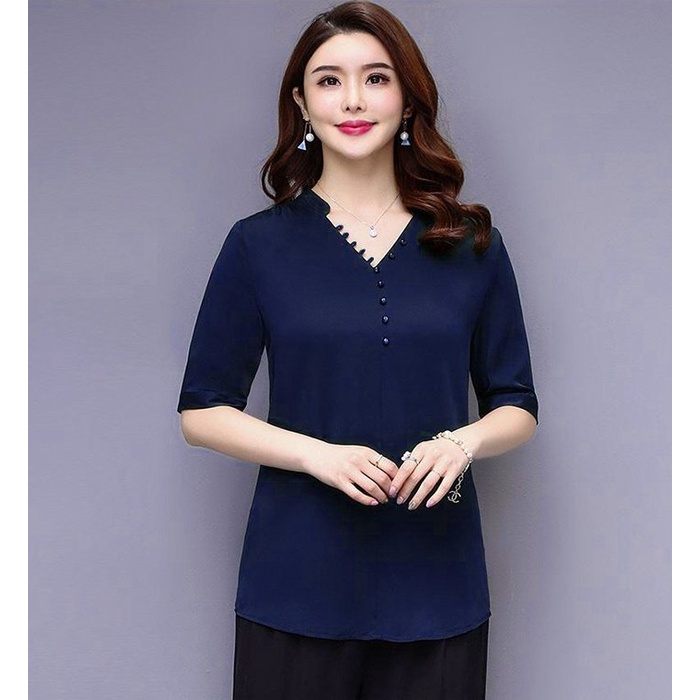 45-80kg - Thời Trang Trung Niên - Áo Kiểu U50-60 Size Lớn Dạng Áo Sơ Mi Quý Bà In Họa Tiết Sắc Màu 3A30 3A05 3A06