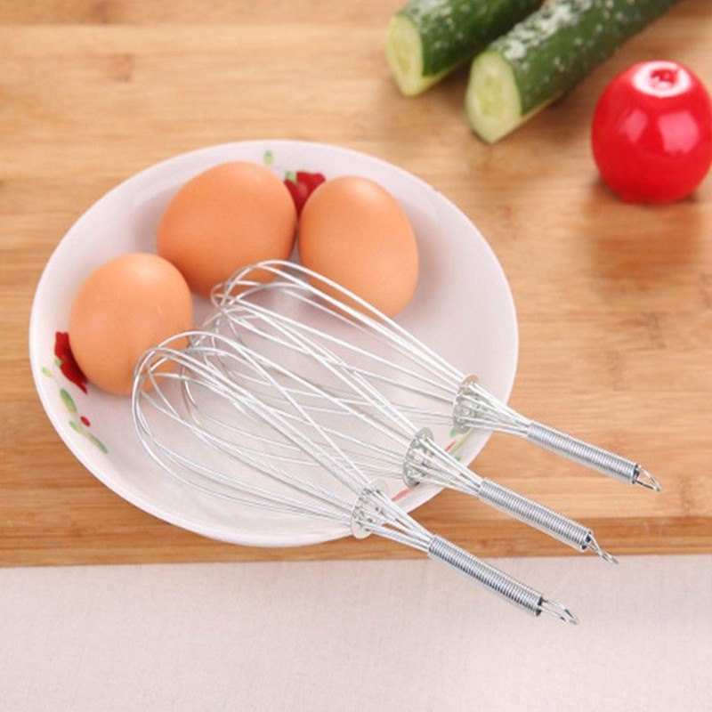 Dụng Cụ Đánh Trứng Bằng Thép Không Gỉ Có Tay Cầm Lò Xo Tiện Dụng