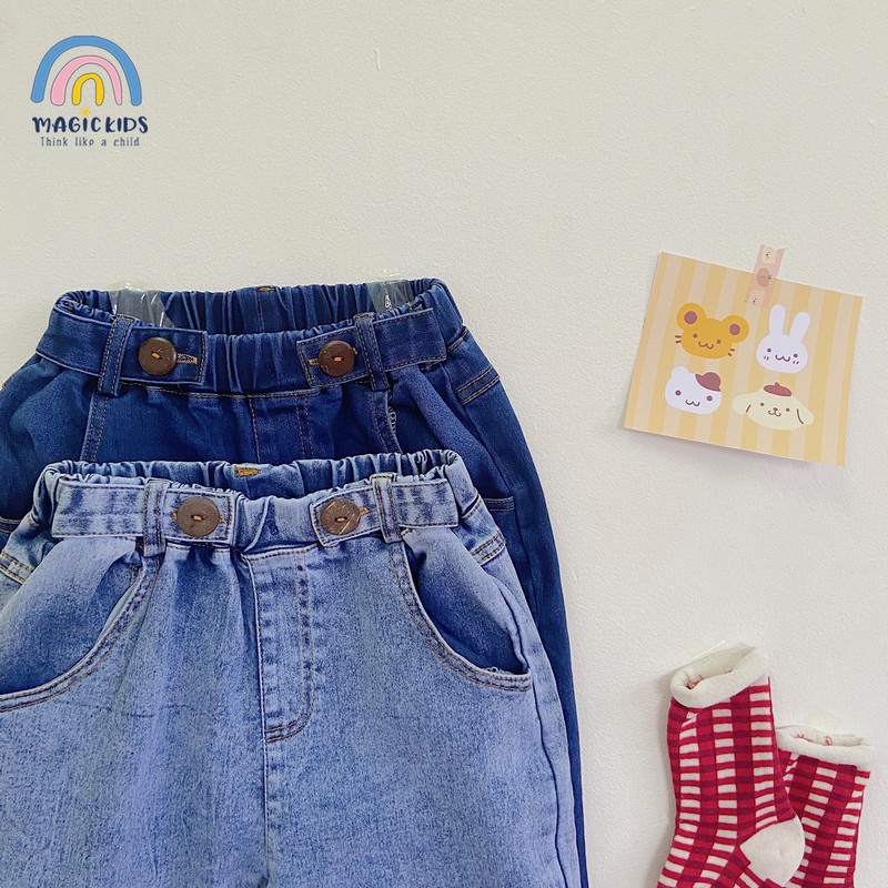 Quần bò trẻ em quần jean dài bé trai cạp chun dáng baggy  quần áo trẻ em thời trang cá tính