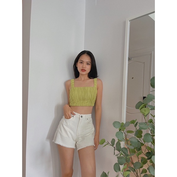 Quần Shorts jean nữ trắng cao cấp REVERCLOTHINGS Karina Shorts