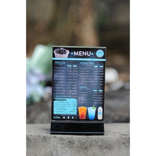 Menu mica để bàn A6 đế lùa (10cm x 15cm)