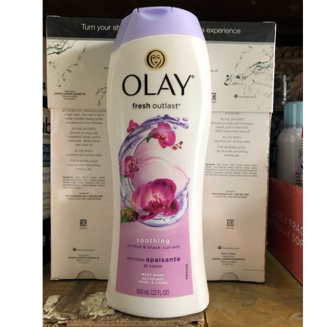 Sữa tắm hương hoa lan & dâu đen Olay Fresh Outlast Soothing Orchid and Black Currant Body Wash 650ml (Mỹ)