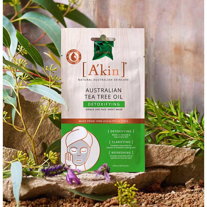 Mặt Nạ Thải Độc A'kin Australian Tea Tree Oil Detoxifying Face Sheet Mask 20ml