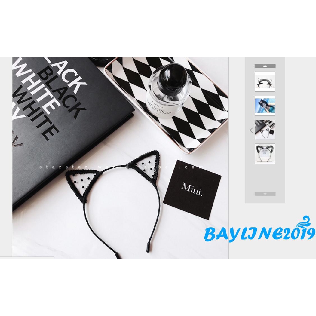 Cài Tóc Tai Mèo Vải Ren Màu Đen Thời Trang Cho Phụ Nữ