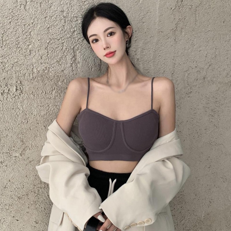Áo hai dây nữ màu sắc đơn giản có mút ngực gợi cảm thời trang