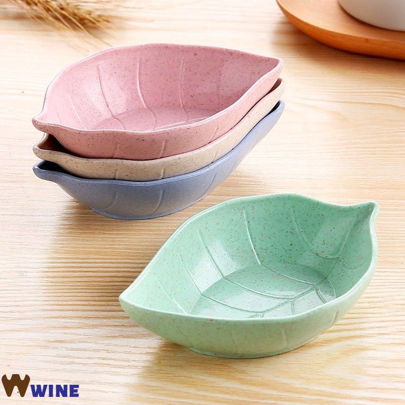 Đĩa đựng đồ ăn vặt hình lá làm từ sợi lúa mì thân thiện với môi trường wine