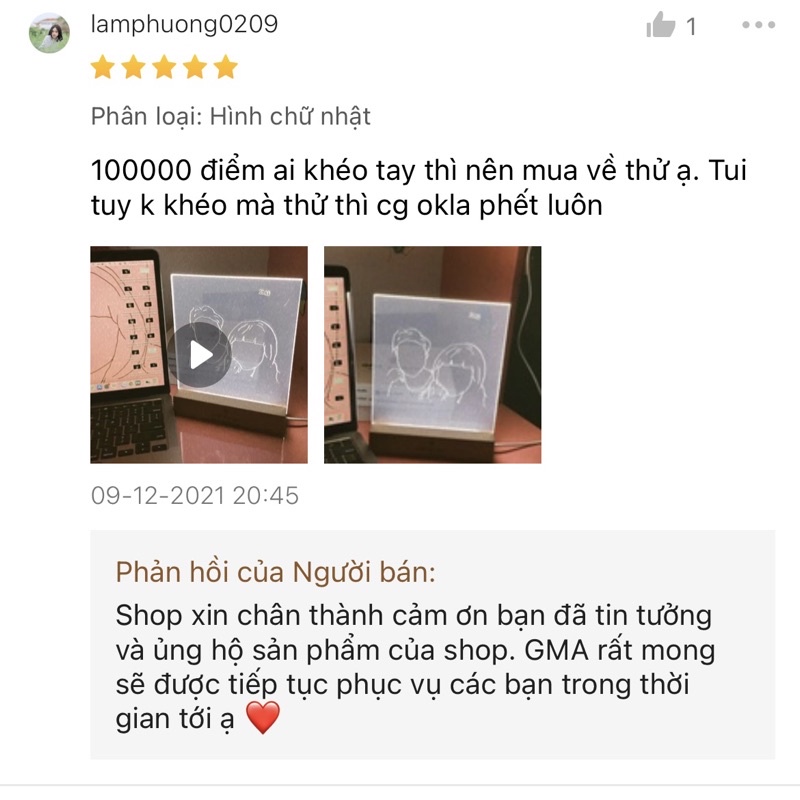 Đèn ngủ tự khắc theo yêu cầu GMA Studio