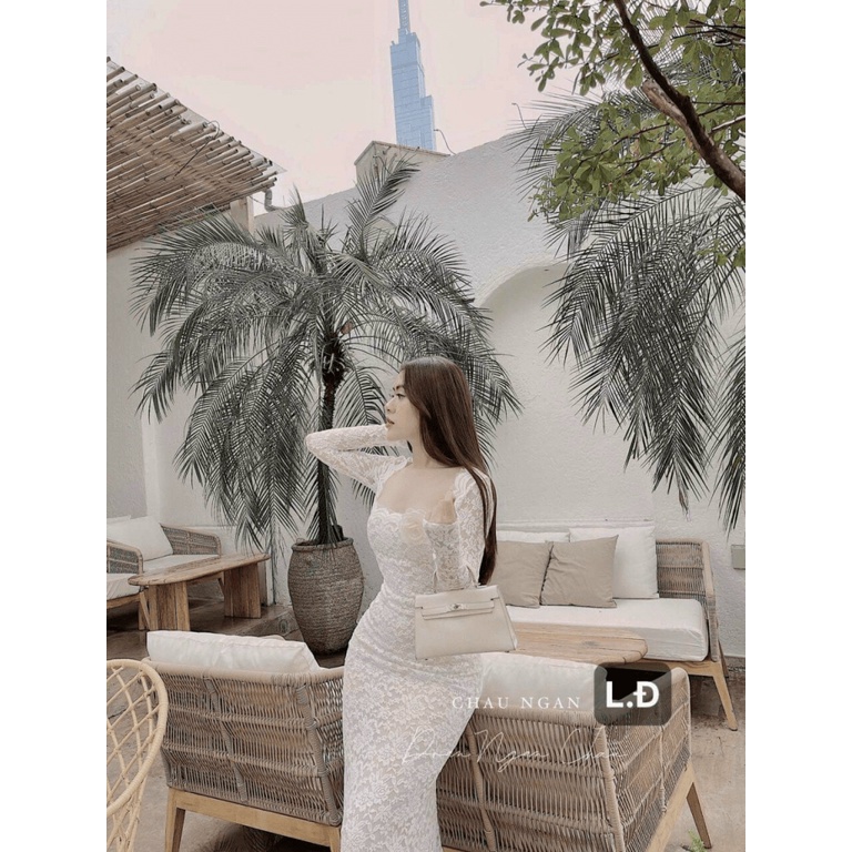 ĐẦM REN TAY DÀI PHỐI HOA EO SIÊU XINH CHO CÁC NÀNG LT