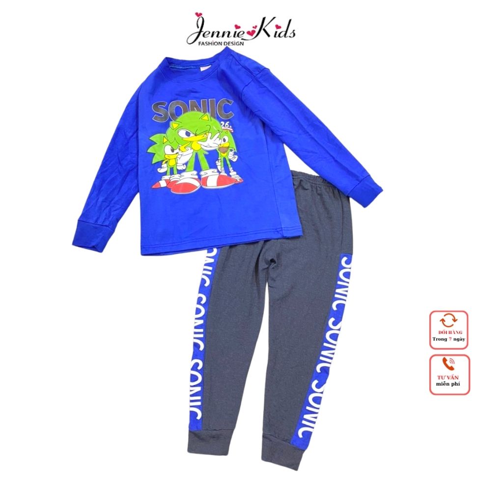 Đồ bộ bé trai, bộ bé trai dài tay size đại cotton Jennie kids J100