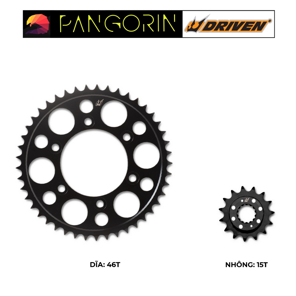 Driven Racing - Nhông dĩa cho xe phân khối lớn mô tô Ducati Scrambler 800 chất liệu thép, màu sắc đen