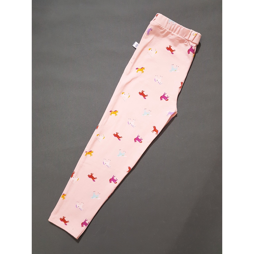 Quần legging dài bé gái màu hồng in ngựa pony và tím hoa lá ngọt ngào đáng yêu