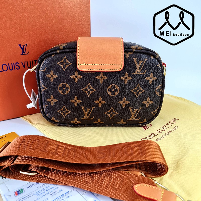 Túi xách hoa nâu đeo chéo thời trang fullbox