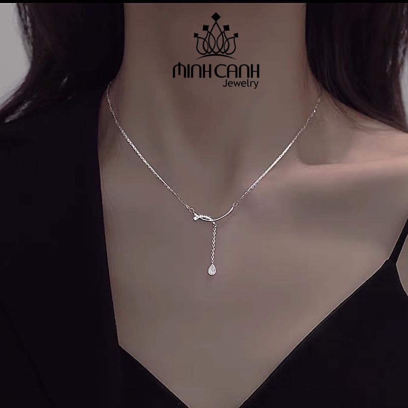 Dây Chuyền Bạc Nữ 2 Thanh Bạc Treo Đá - Minh Canh Jewelry