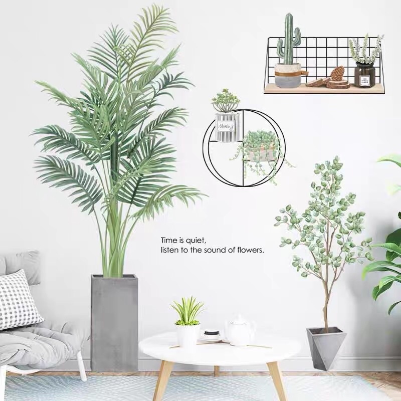 Decal dán tường chậu cây cảnh xinh xắn, sẵn keo dán