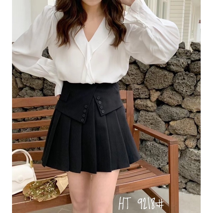 CHÂN VÁY XẾP LY CẠP CAO TÚI NẮP KHUY BÉ QUẢNG CHÂU MS19825