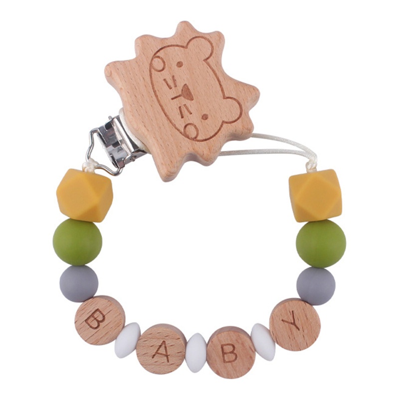 Dây Đeo Núm Vú Giả Bằng Silicon Mềm Mịn Hình Gấu Hoạt Hình Cho Bé Sơ Sinh Mọc Răng