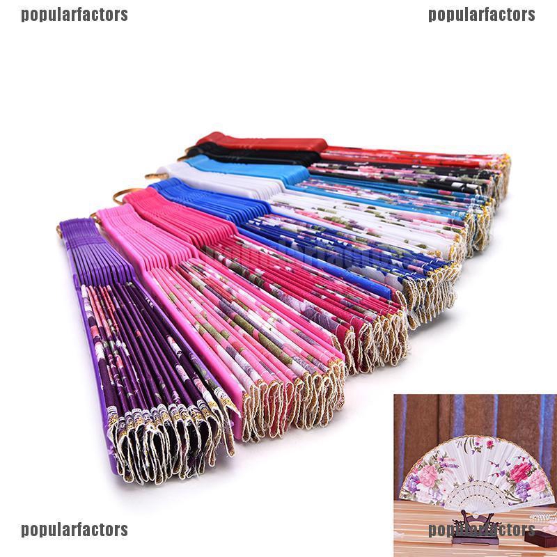 Quạt Lụa Cầm Tay Họa Tiết Ren Hoa Có Thể Gập Lại Cho Đám Cưới