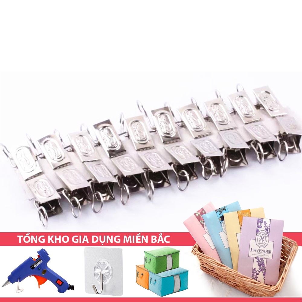 [Tổng Kho Sỉ] Set 20 Kẹp Phơi Quần Áo Sắt Có Móc Tròn (1 Túi 20 Kẹp)