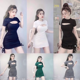 Đầm body cổ tròn khoét ngực