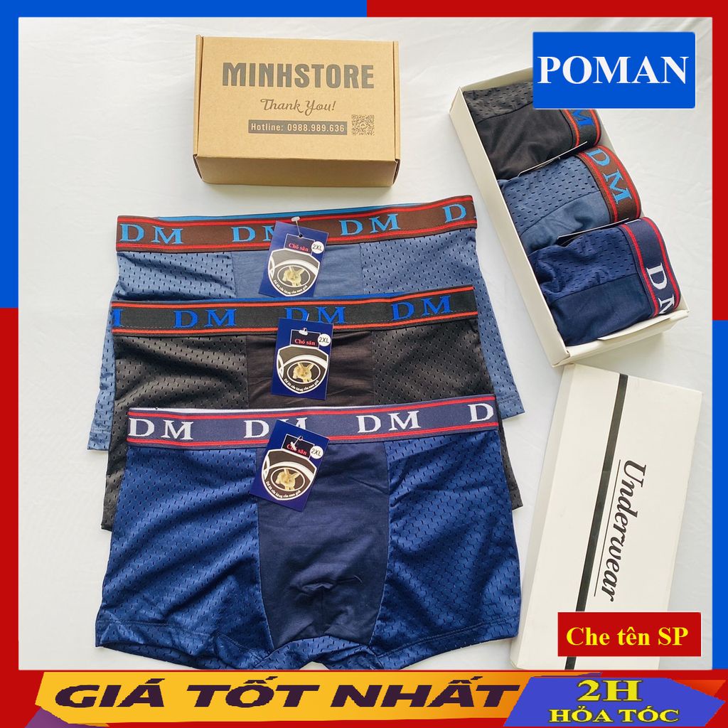 Quần sịp nam thông hơi DM , quần lót nam tam giác chất liệu cotton 4 chiều ST02-POMAN