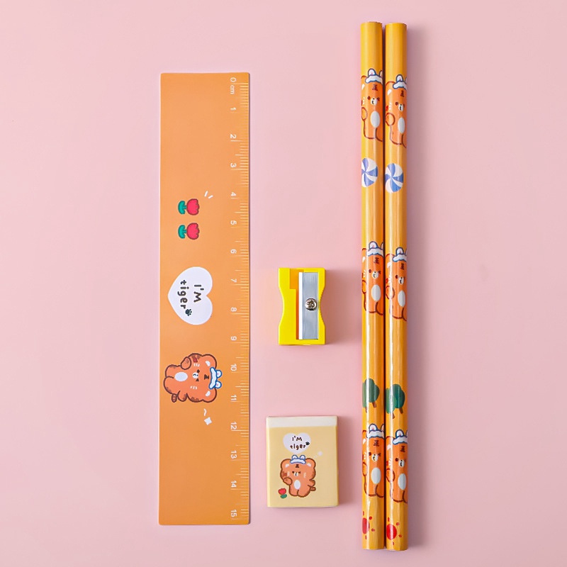 Bộ dụng cụ học tập họa tiết hoạt hình xinh xắn dành cho bé