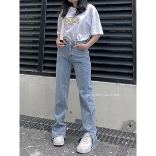 Quần jeans suông xẻ lai unisex nam nữ
