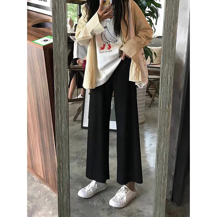 QUẦN ĐŨI ỐNG RỘNG MÀU ĐEN CẠP CHUN CHẤT ĐẸP ULZZANG - QUẦN CULLOTE ĐEN HOT