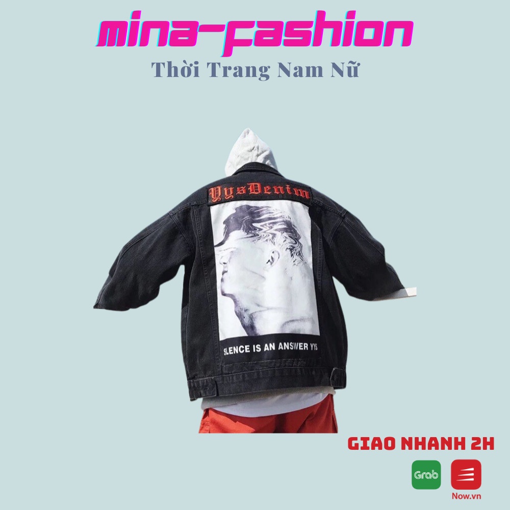 [HCM]*Free Ship 99k* -- Sales Áo Khoác Jean Hàn Quốc Màu Đen Dành Cho Nam AKJ Mặt Người Đen<----- Mina-Fashion