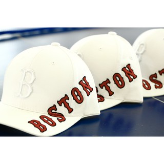 Mũ MIb cap trắng logo thêu nổi Boston. Mũ lười chai Nam Nữ hàng xuất dư FULL TAG