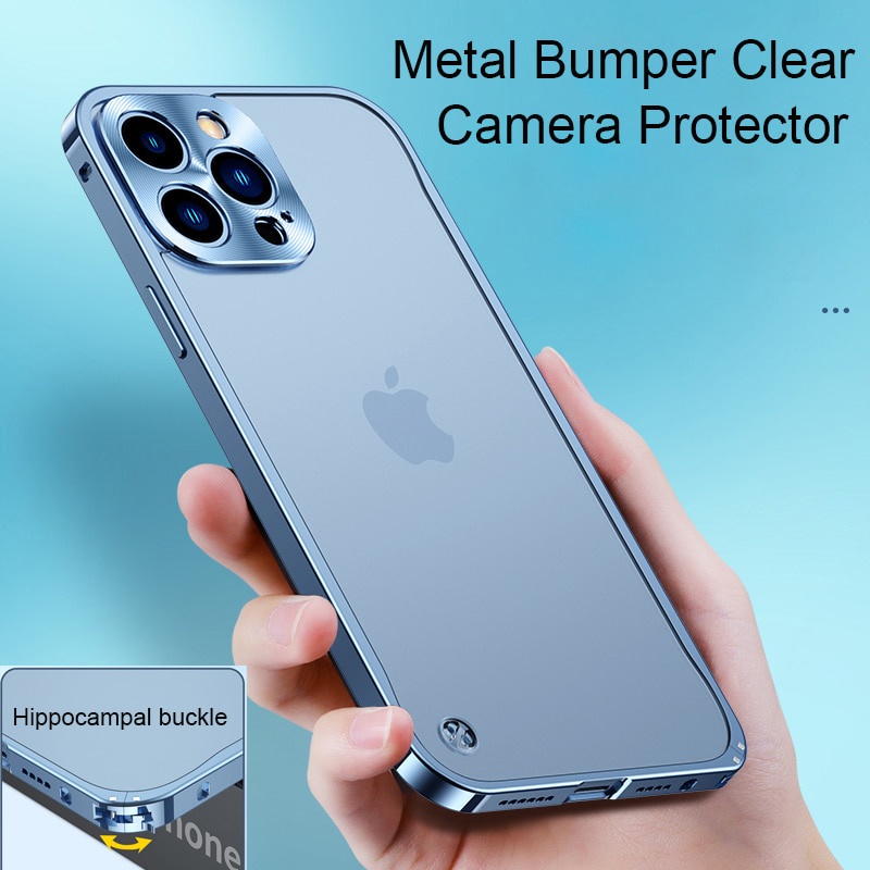Ốp Điện Thoại PC Nhám Trong Suốt Viền Nhôm Chống Sốc Cho iPhone 13 Pro MAX Mini 12 Pro MAX
