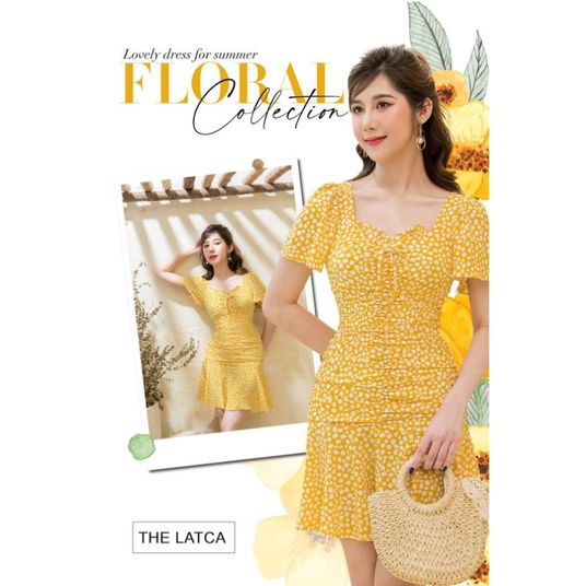 Đầm vàng body nhún phối đuôi cá 129k