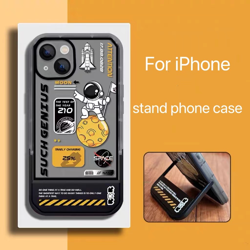 Ốp Điện Thoại Có Giá Đỡ Hình Phi Hành Gia/Mặt Trăng Dễ Thương Cho iphone 13 Pro Max i13 13pro 11ProMax i11 iX XS Max XR 7plus 8plus 12Pro 12 Pro Max