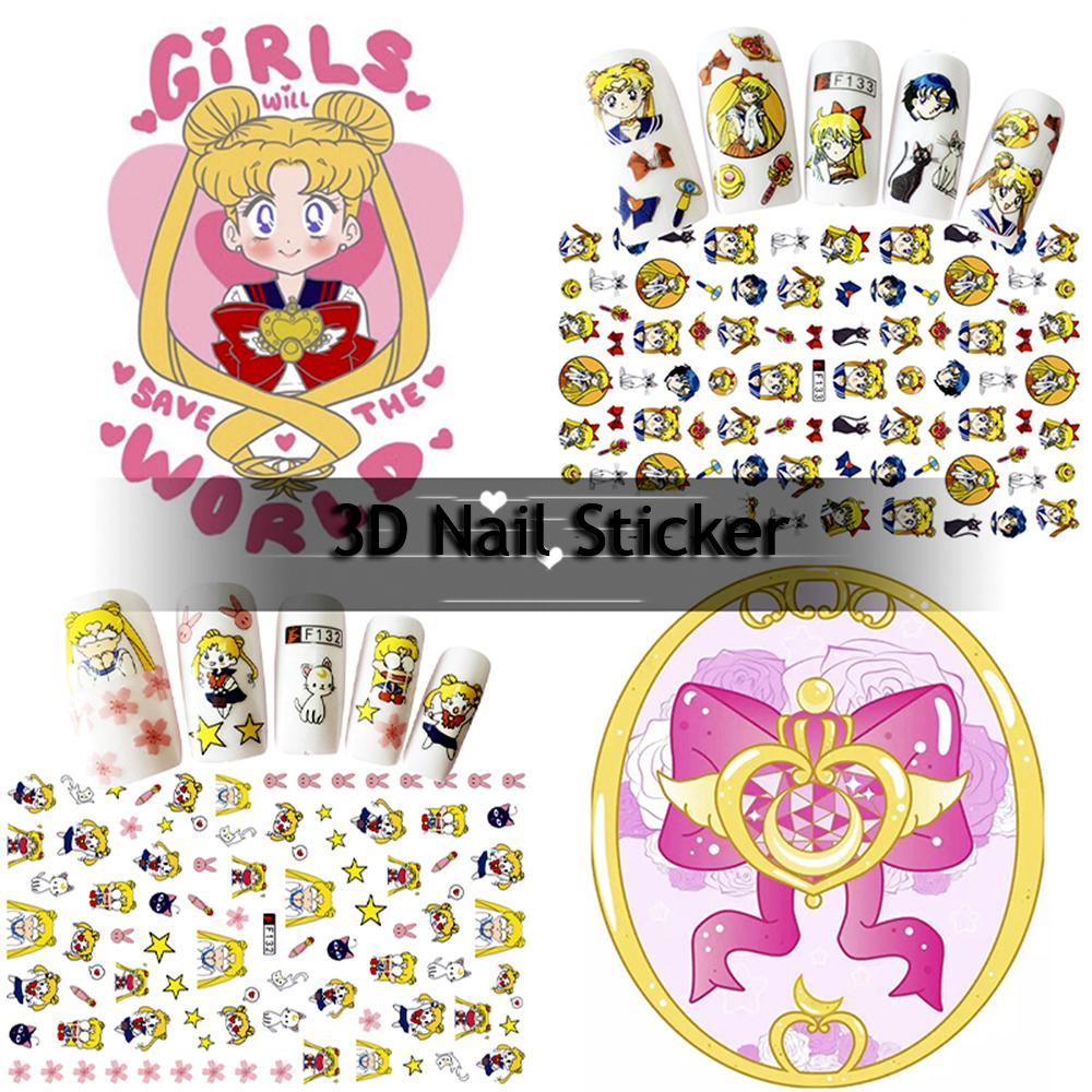1 Miếng Dán Trang Trí Móng Tay Hình Thủy Thủ Mặt Trăng 3D