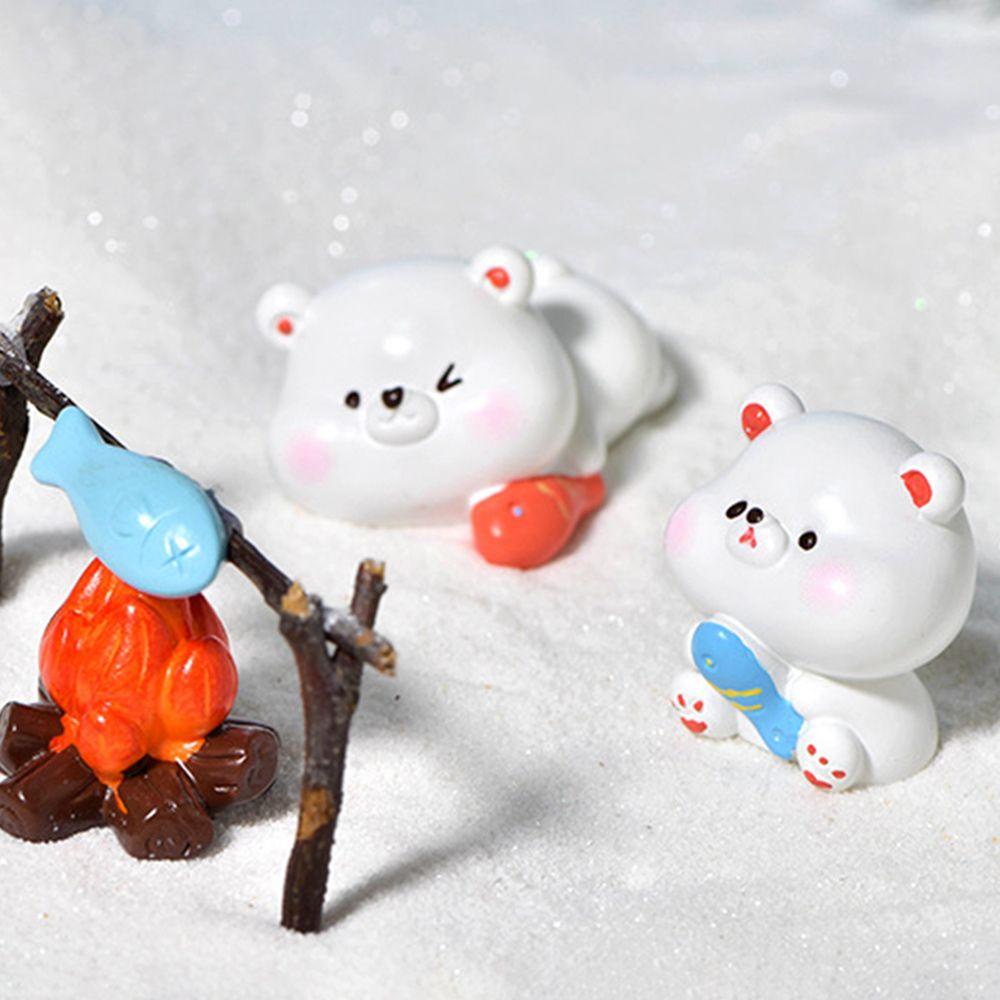 YIYU Đồ trang trí Gấu Bắc Cực Và Cá Hoạt Hình Mini Trang Trí Tiểu Cảnh