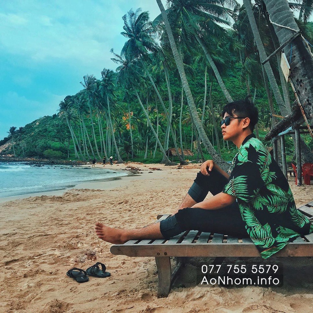 Áo Sơ Mi Hawaii Đi Biển Mềm Mát - Lá Cây Nhiệt Đới - Áo Đôi Đồng Phục Nhóm Lớp Team Building Hoạ Tiết Hoa Lá Trái Cây