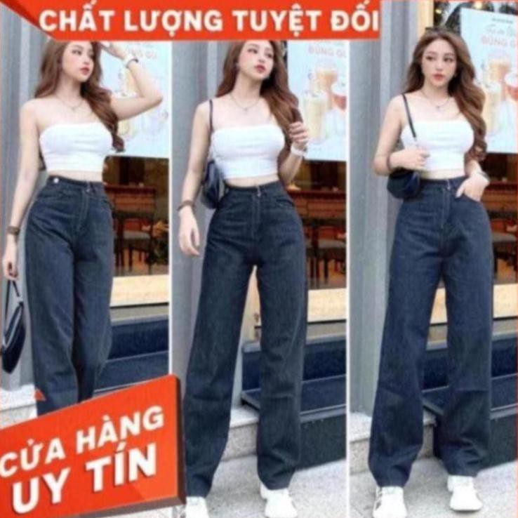 [Ảnh Thật] Quần Jean Nữ Ống Rộng Lưng Cao Dáng Suông Khuy Chéo Hottrend 2021 - TS Jeans Shop Jeans,Crotop,Đầm