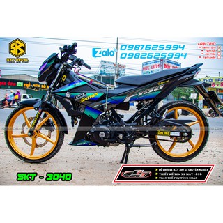tem rời satria xanh đen f150 chất liệu decal mccal
