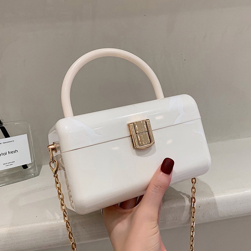 Túi IELGY màu acrylic có dây xích thời trang cho phụ nữ