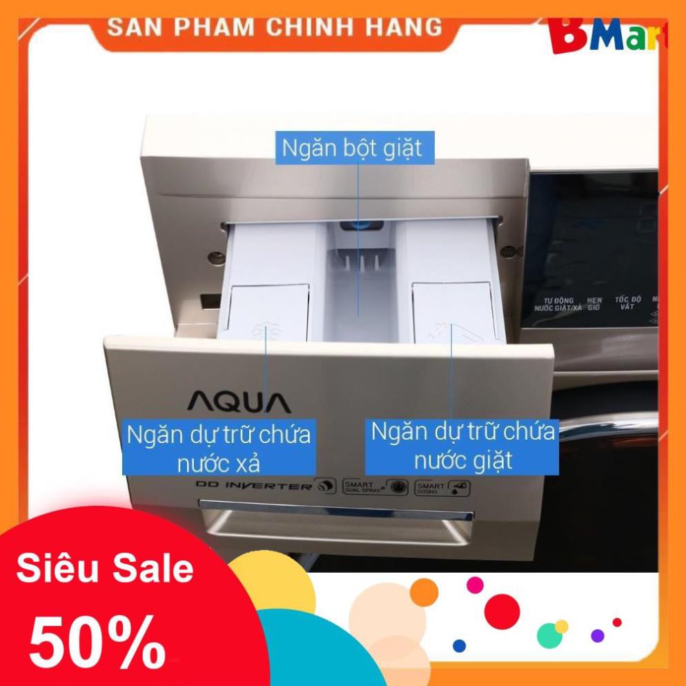 [ FREE SHIP KHU VỰC HÀ NỘI ] Máy giặt Aqua cửa ngang 10 kg màu vàng kim AQD-DD1000A.N  - BM NEW