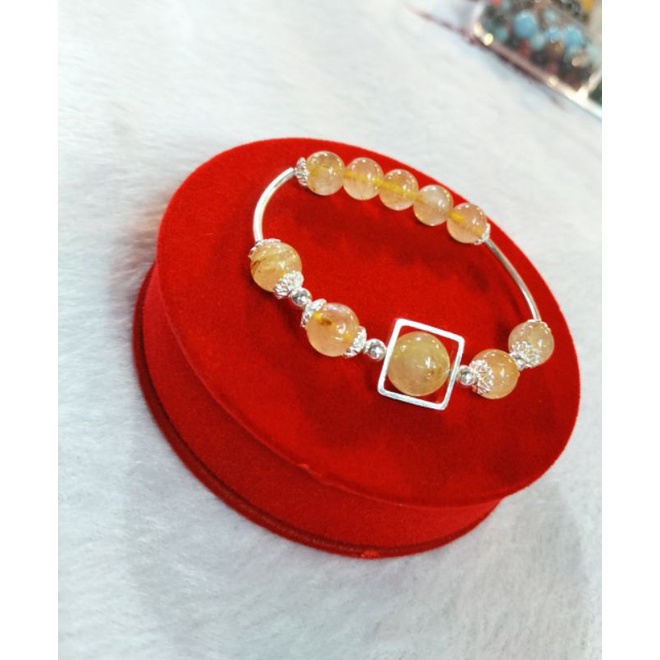 Charm hình vuông bọc hạt 10li bạc 925 làm vòng handmade vĩnh viễn bảo hành