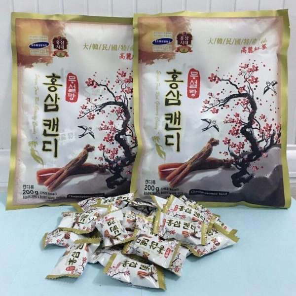 Kẹo Sâm Không Đường Cành Đào Hàn Quốc, Gói 200gr