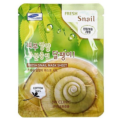 Mặt nạ Ốc Sên dưỡng ẩm giảm thâm 3W CLINIC FRESH SNAIL MASK SHEET 23ml - Hàn Quốc Chính Hãng
